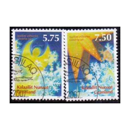 2007. 5,75-7,50 Kr. Julefrimærker. AFA nr. 503-04 stemplet postfrisk stemplet