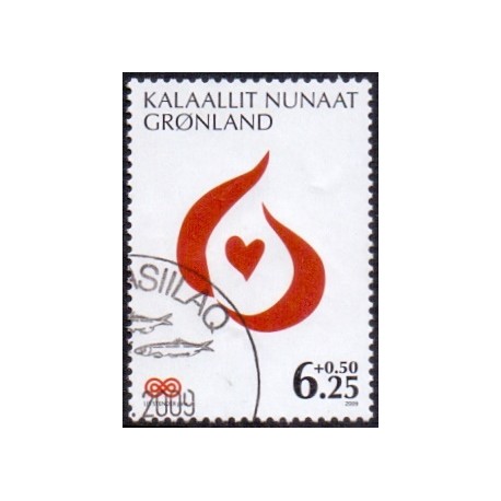 2009. 6,25+0,50 Øre. Kræftens Bekæmpelse. AFA nr. 529 postfrisk stemplet