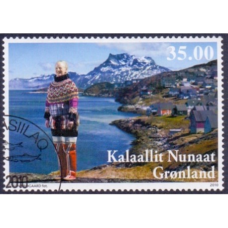 2010. 35,00 Kr. Dr. Margrethe. 70 år. AFA nr. 566 postfrisk stemplet