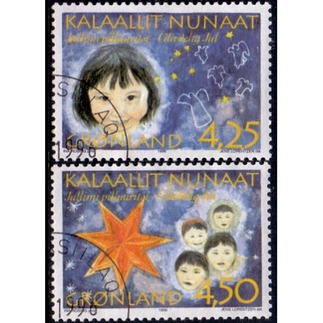 1996. 4,25-4,50 Kr. Julefrimærker. AFA nr. 300-01 postfrisk stemplet