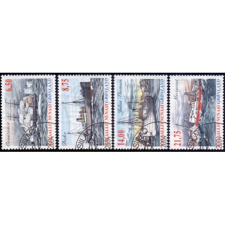 2004. 6,50-21,75 Kr. Skibsfart i Grønland III. AFA nr. 433-36 postfrisk stemplet