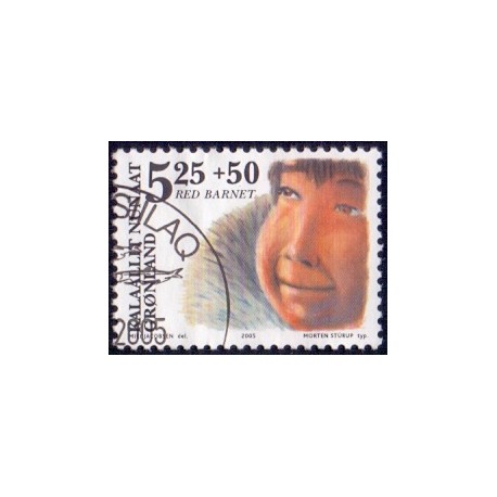 2005. 5,25+50 Øre. Red Barnet i Grønland. AFA nr. 440 postfrisk stemplet