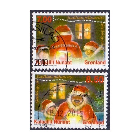 2010. 7,00-8,50 Kr. julefrimærke. AFA nr. 575-6 postfrisk stemplet