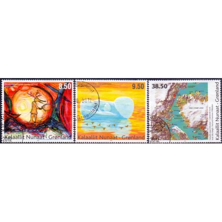 2012. 8,50-38,50 Kr. Moderne Grønlandsk kunst VI. AFA nr. 611-3 postfrisk stemplet