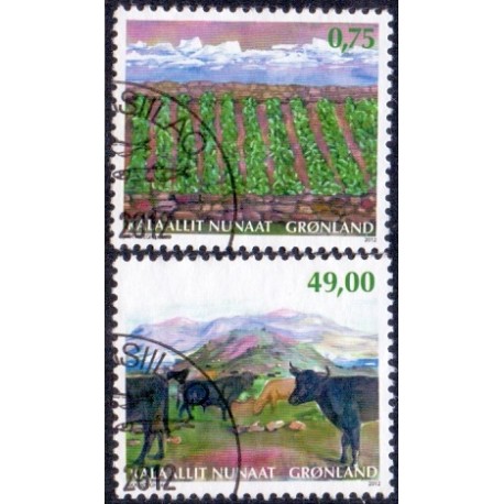 2012, 0,75-49,00 Kr. Landbrug i Grønland I. AFA nr 622-3 postfrisk stemplet