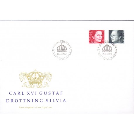 Sverige. 1993 Kong Carl & Dr. Silvia. AFA nr. 1686-87 postfrisk  Stemplet hæfte FDC parstykkke SWEDEN **/o