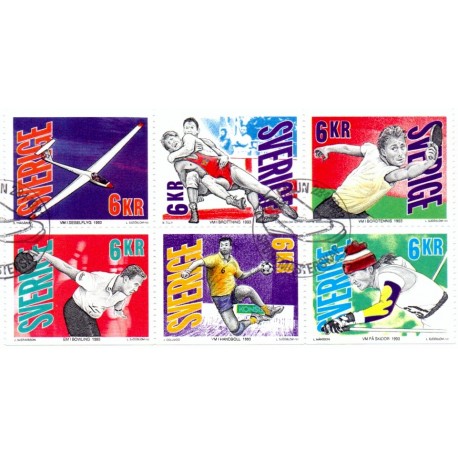 Sverige. 1993 Sportsmesterskaber. AFA nr. 1693-98 postfrisk sammentryk Stemplet hæfte FDC parstykkke SWEDEN **/o