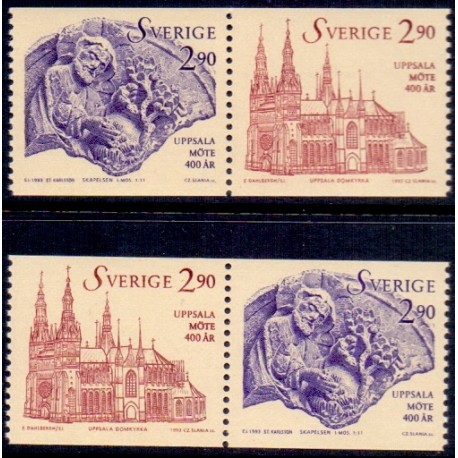 Sverige. 1993. Uppsala. AFA nr. 1702-03 postfrisk parstykker   Stemplet hæfte FDC parstykkke SWEDEN **/o