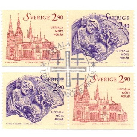 Sverige. 1993. Uppsala. AFA nr. 1702-03 postfrisk parstykker   Stemplet hæfte FDC parstykkke SWEDEN **/o