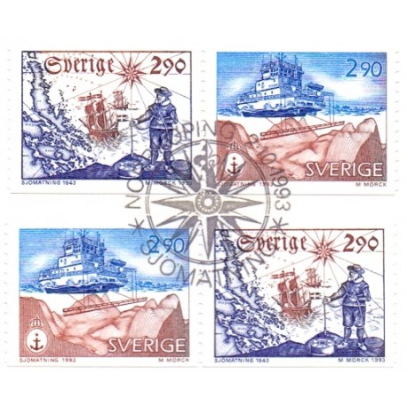 Sverige. 1993. Havopmålning. AFA nr. 1725-26 postfrisk sammentryk Stemplet hæfte FDC parstykkke SWEDEN **/o