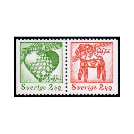 Sverige. 1993. Julefrimærker. AFA nr. 1729-30 postfrisk parstykke Stemplet hæfte FDC parstykkke SWEDEN **/o
