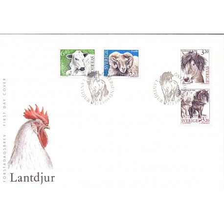 Sverige. 1994. Landdyr. AFA nr. 1734-37 postfrisk  Stemplet hæfte FDC parstykkke SWEDEN **/o