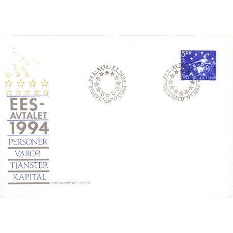 Sverige. 1994. Samarbejde med EU. AFA nr. 1739 postfrisk  Stemplet hæfte FDC parstykkke SWEDEN **/o
