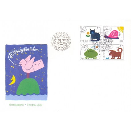 Sverige. 1994. Brevhilsner. AFA nr. 1764-67 postfrisk sammentryk Stemplet hæfte FDC parstykkke SWEDEN **/o