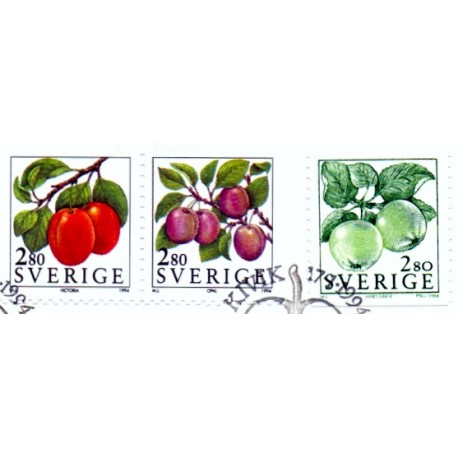 Sverige. 1994. Frugter. AFA nr. 1731-33 postfrisk  Stemplet hæfte FDC parstykkke SWEDEN **/o