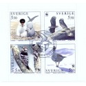 Sverige. 1994. Vilde fugle. AFA nr. 1776-79 postfrisk 4-blok Stemplet hæfte FDC parstykkke SWEDEN **/o