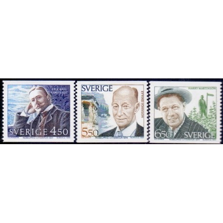 Sverige. 1994. Svenske digtere. AFA nr. 1782-84 postfrisk  Stemplet hæfte FDC parstykkke SWEDEN **/o