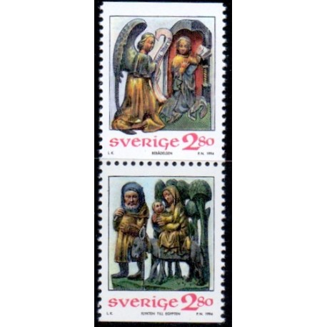Sverige. 1994. Julefrimærker. AFA nr. 1785-86 postfrisk parstykke  Stemplet hæfte FDC parstykkke SWEDEN **/o