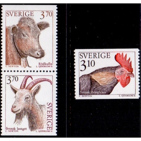 Sverige 1995. Landdyr II, AFA 1789-91, postfrisk stemplet FDC