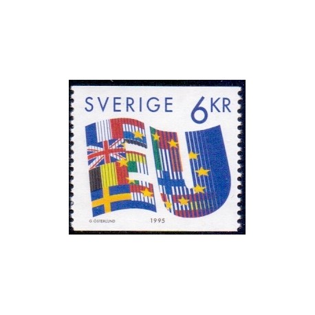 Sverige 1995. Svensk medlemskab af EU, AFA 1810, postfrisk stemplet  hæfte