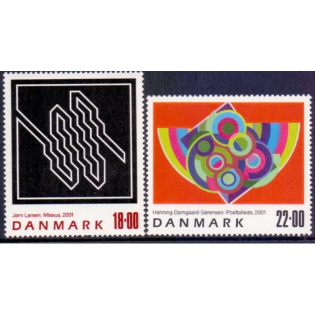 2001. Frimærkekunst, AFA 1292-93, postfrisk Stemplet