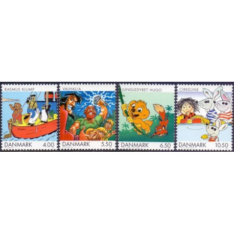 2002. Tegneserier, og film for børn, AFA 1307-10, komplet postfrisk Stemplet