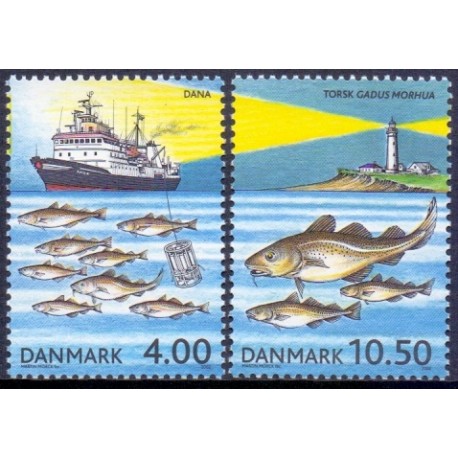 2002. ICES 100 år, AFA 1326-27, postfrisk Stemplet