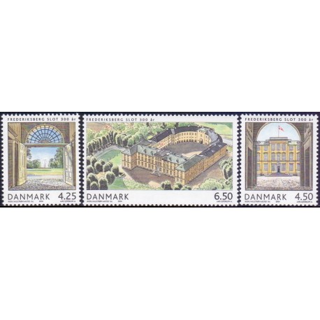 2004. Frederikberg slot, AFA 1391-93, postfrisk Stemplet FDC