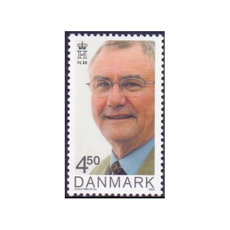 2004. HKH Prins Henrik 70 år, AFA 1395, postfrisk Stemplet FDC