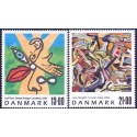 2004. Frimærkekunst, AFA 1398-99, postfrisk Stemplet FDC