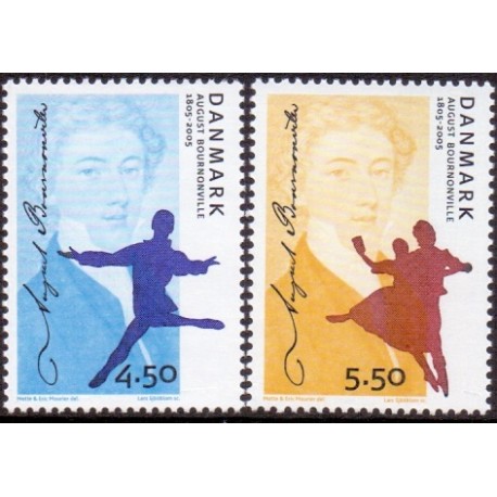 2005. August Bournonville's fødsel, AFA 1432-33, postfrisk Stemplet FDC