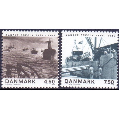 2005. Danske søfolk 1939-1945 , AFA 1435-36, postfrisk Stemplet FDC