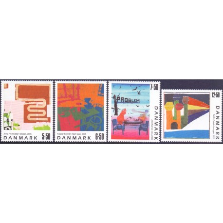 2005. Frimærkekunst , AFA 1439-42, postfrisk Stemplet FDC