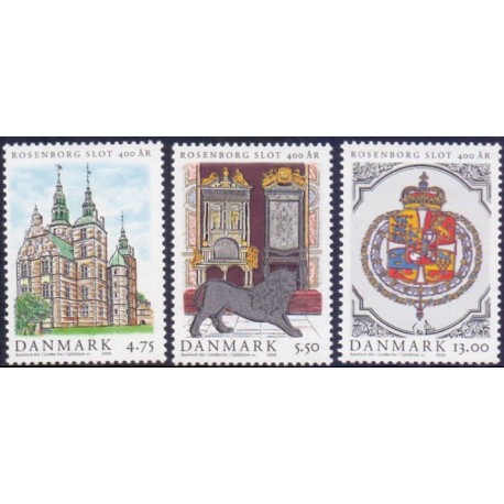2006. Rosenborg Slot 400 år, AFA nr. 1463-65, postfrisk  miniark Stemplet FDC