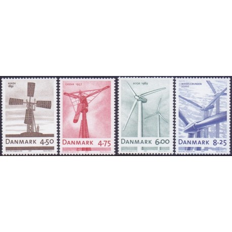 2007. Danske vindmøller, AFA nr. 1492-95, postfrisk   Stemplet FDC