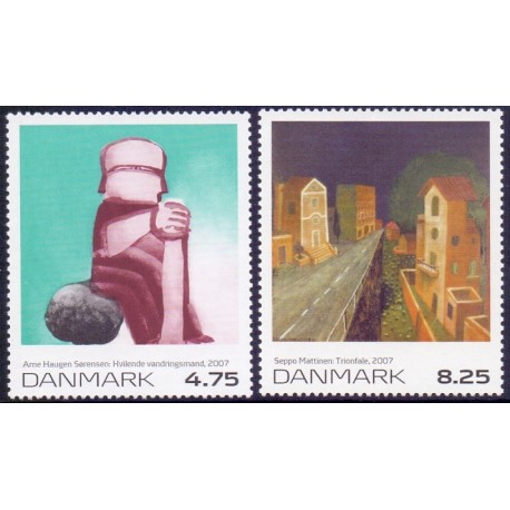 2007. Frimærkekunst, AFA nr. 1508-09, postfrisk    Stemplet FDC