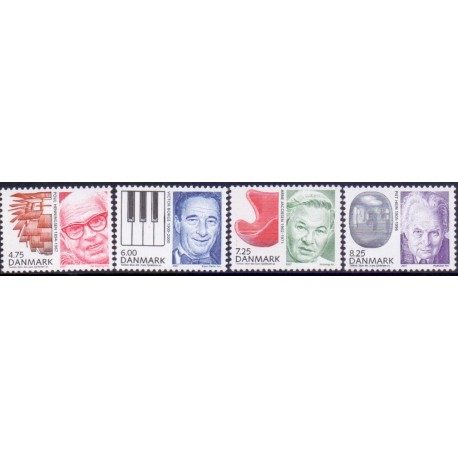 2007. Store danskere, AFA nr. 1518-21, postfrisk  Stemplet FDC
