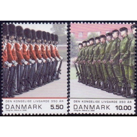 2008. Den Kongelige Livgarde, AFA nr. 1533-34, postfrisk  Stemplet FDC
