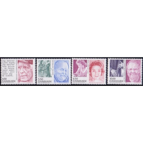 2008. Store danskere, AFA nr. 1550-53, postfrisk   Stemplet FDC