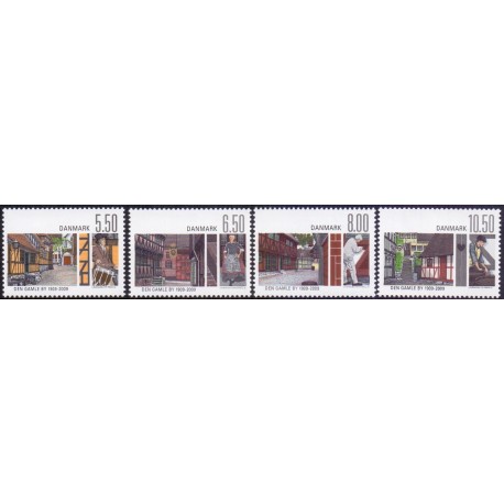 2009. Den Gamle By, AFA nr. 1563-66, postfrisk   Stemplet FDC