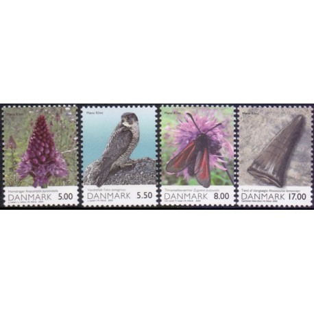 2009. Danmarks natur, AFA nr. 1571-74, postfrisk   Stemplet FDC