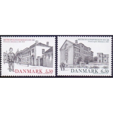 2009. Metropolitanskolen 800 år, AFA nr. 1592-93, postfrisk  Stemplet FDC