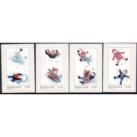 2009. Leg i sneen, AFA nr. 1595E-98E, postfrisk  Stemplet FDC