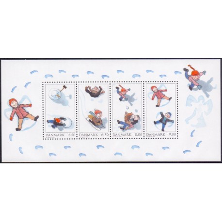 2009. Leg i sneen, AFA nr. 1599, i postfrisk miniark  Stemplet FDC