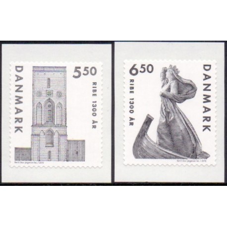 2010. Ribe 1300 år. AFA nr. 1614E-15E,  postfrisk  Stemplet FDC