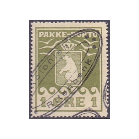 Grønland/Greenland 1905 1 Øre. Olivgrøn. AFA nr. 1 postfrisk stemplet