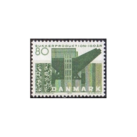 1972. 100-års sukkerproduktion. AFA nr. 521 postfrisk   stemplet FDC