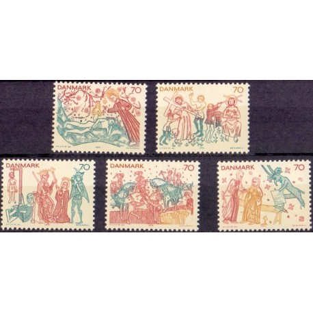 1973. Kalkmalerier. AFA nr. 552-56 postfrisk  stemplet FDC