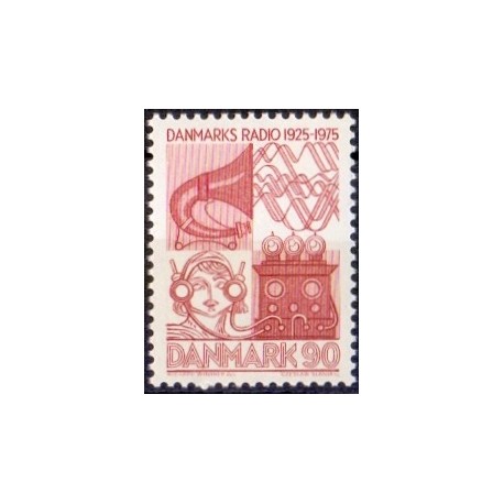 1975. Danmarks Radio 50 år. AFA nr. 583 postfrisk   stemplet FDC