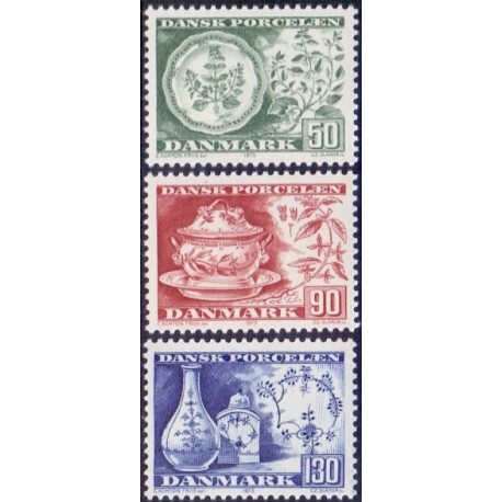 1975. Dansk Porcelæn. AFA nr. 588-90 postfrisk   stemplet FDC